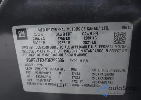2013 GMC Terrain Sle-2 from USA, damaged, VIN 2GKFLTE34D6399096